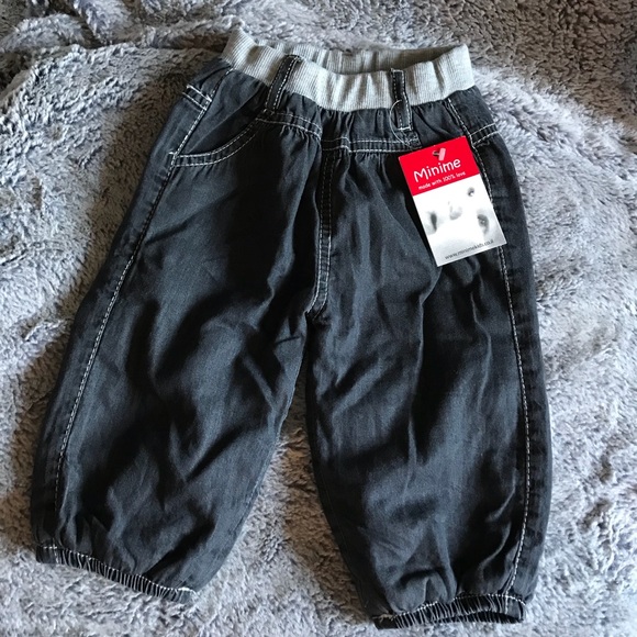 12m- Unisex cozy, lined, jean pants. - Picture 1 of 3